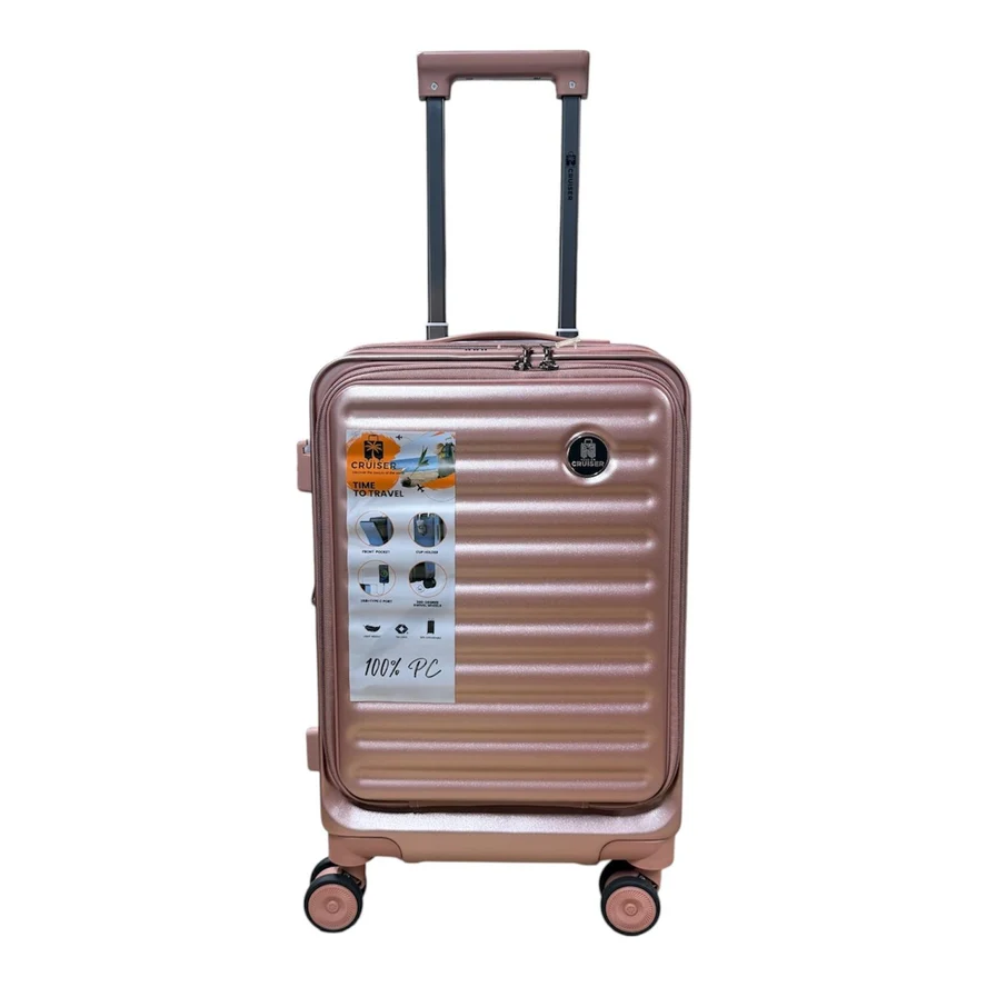 Чемодан ручная кладь (S) 55cmx35cmx24cm цвет пудра (Rose gold) 100% поликарбонат